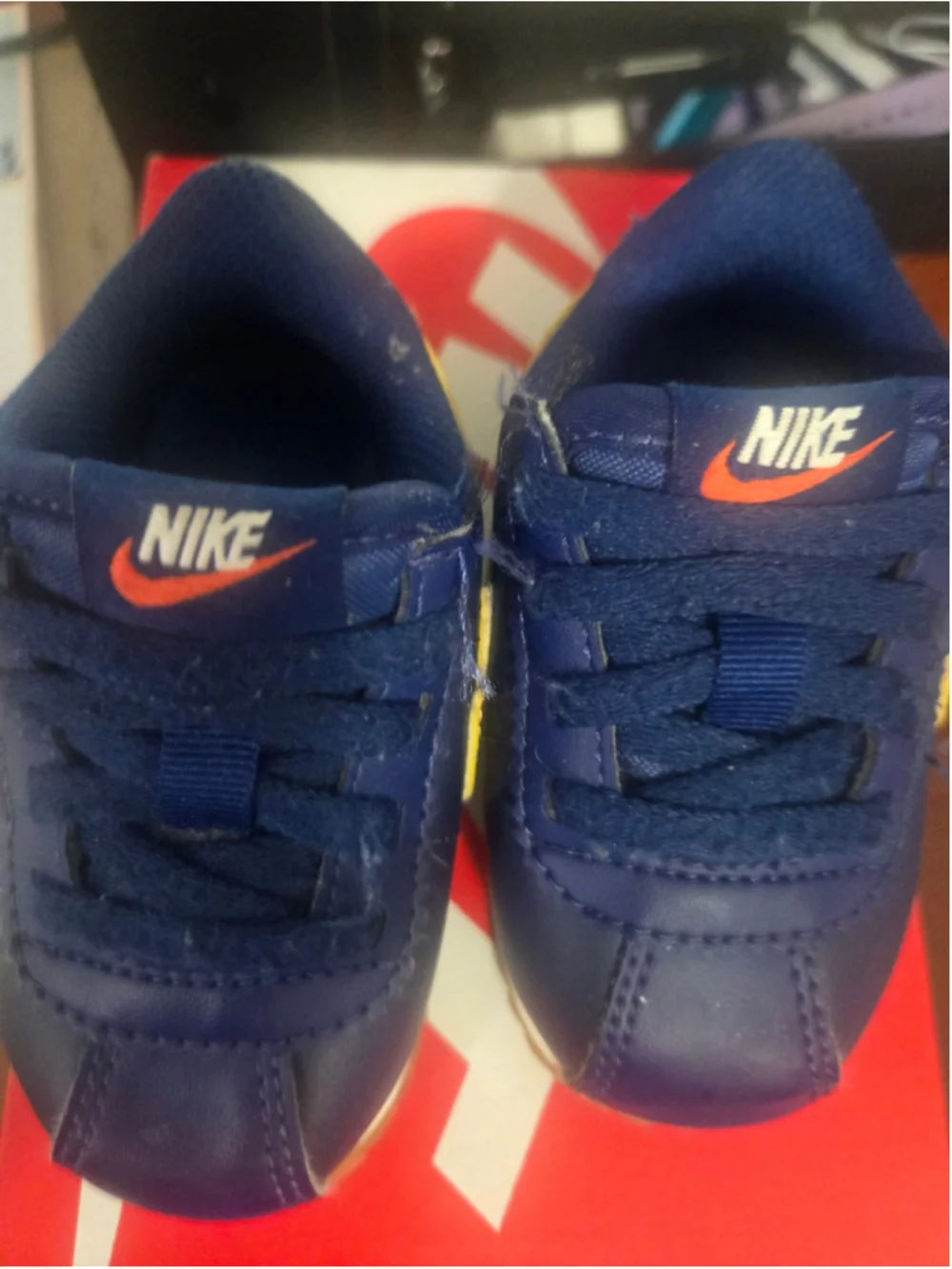 Nike Kids Cortez Easyon Sneakers Size 4C Blue and Orange
